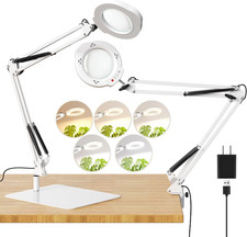 15X Magnifying Glass with Light and Stand, 84 LED Magnifying Desk Lamp with Clam