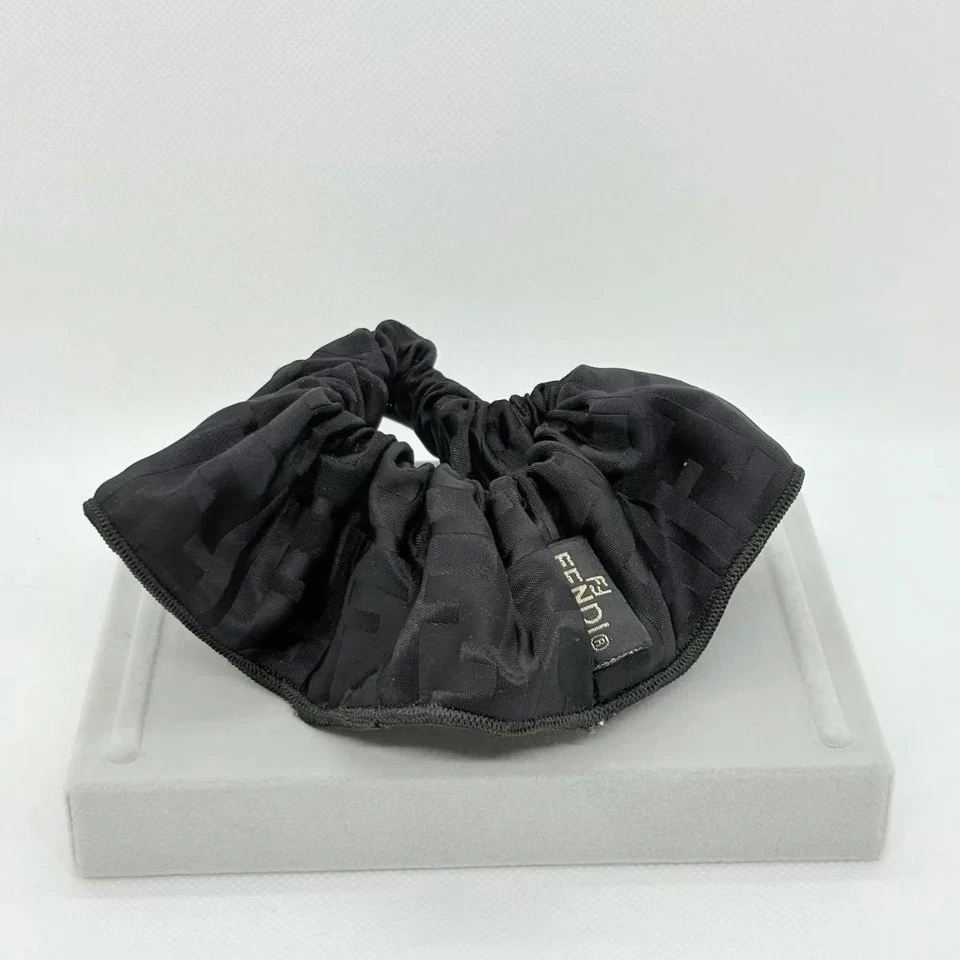 RARE FENDI Zucca Scrunchie Hair Accessory Black Women's Auth Excellent - Image 2 of 4