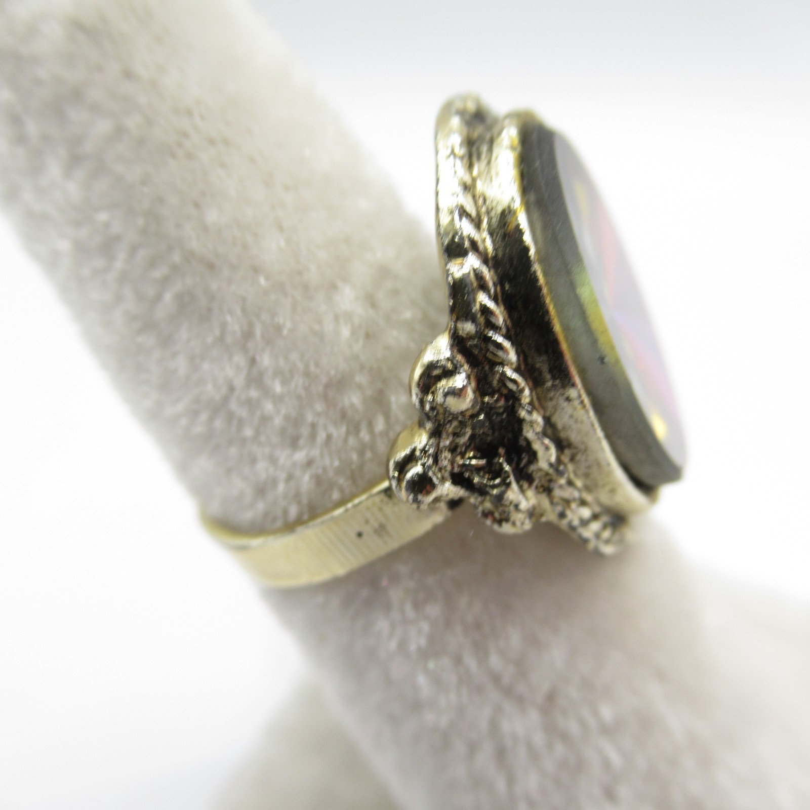 Simulated Ametrine Glass Ring Adjustable Size 9 - image 3