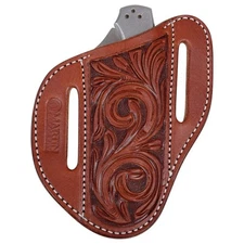 MARTIN SADDLERY Canted Pancake Large Knife Sheath w/ Floral Tooling (KSCABAFFL)