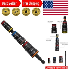 Heavy-Duty 7-in-1 Impact Socket Set: 6 Hex Driver Sizes & Quick-Connect Shaft