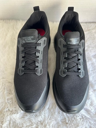 Skechers Work Shoes Womens Size 8.5 Black Slip Resistant Relaxed Fit Sneakers - Picture 2 of 8