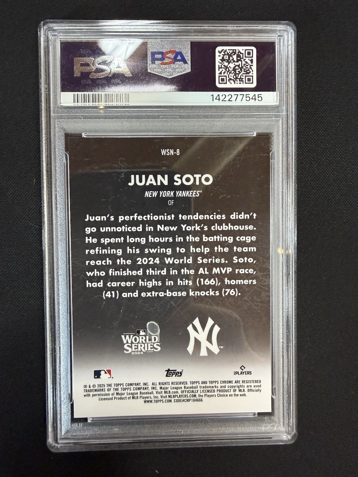 2025 TOPPS CHROME JUAN SOTO WORLD SERIES AT NIGHT #WSN8 PSA 10 SSP🔥 view 2
