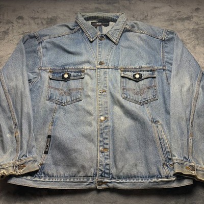 Vintage Wu Wear Authentic Trucker Jacket Mens 2XL Blue Denim Wu Tang Clan Hip Ho