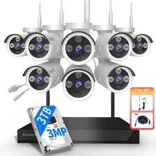 SmartSF WIFI Wireless Security Camera System Audio 10CH NVR 5MP CCTV Kit 3TB HDD