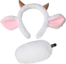 Goat Ears Headband with Small Horns,Goat Tail,Little Goat Costume Accessory