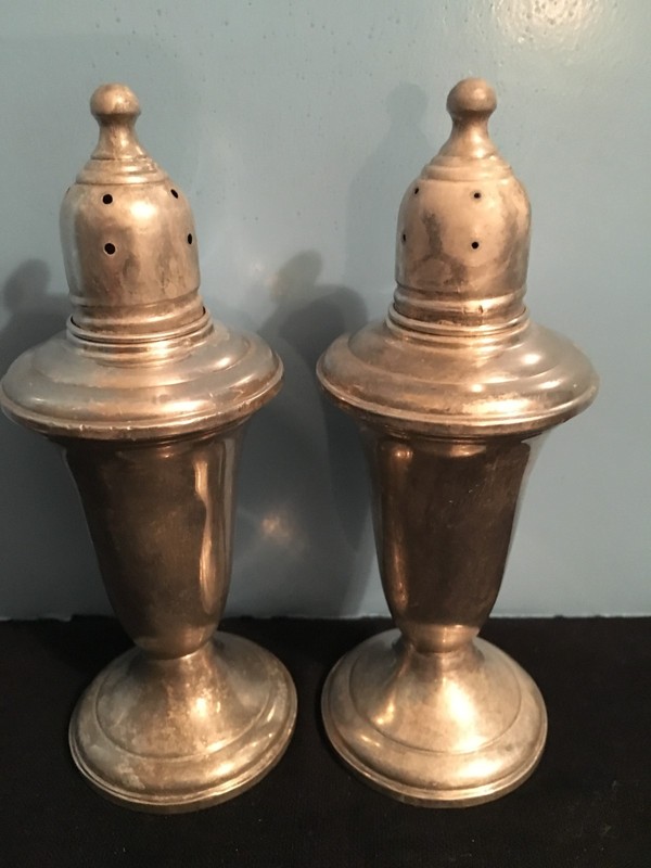 ANTIQUE EMPIRE STERLING SILVER SALT AND PEPPER..# 231...WOW..