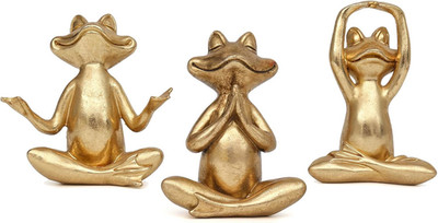 Suoedd Gold Frog Figurines Yoga Decor 3.7In Set of 3  Frog Yoga Statues for Mode