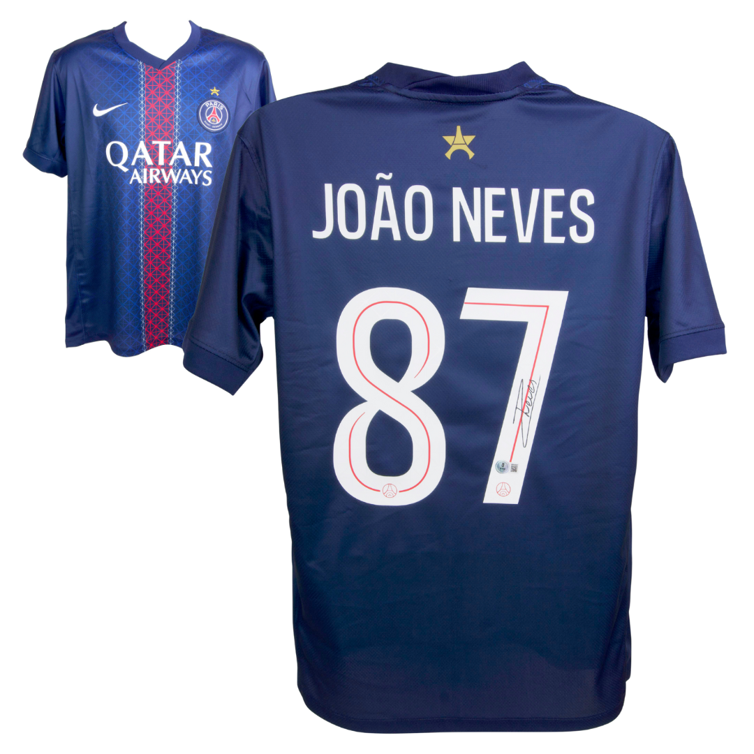 MVPs社 直筆サイン入りユニフォーム　JOAO NEVES ジョアンネベス Joao Neves Signed PSG Home Soccer Jersey #87 with Beckett Witness