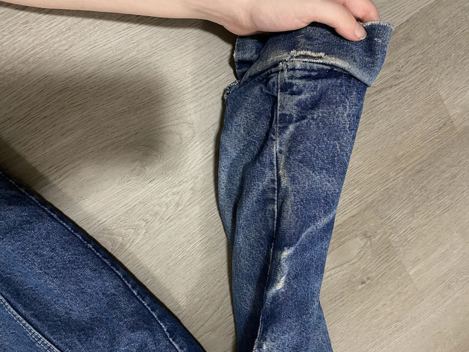 Chaqueta vaquera Big Ben vintage forrada con manta descolorida panal envejecida 44 Foto 3 de 4