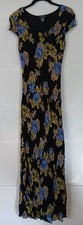 medium black and blue embroidered flowered dress with beading
