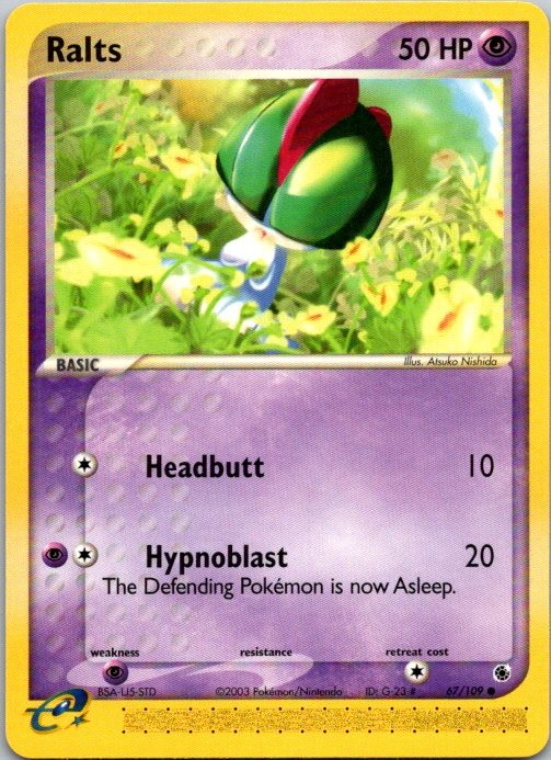 Ralts 67/109 Common Ruby & Sapphire Pokemon Near Mint