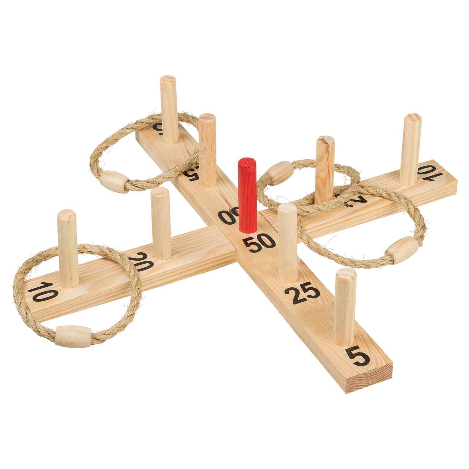 Idena 40199 Wooden Toss 9 Rods and 4 Sisal Rings Skill Children and Adults Popu 8990₽