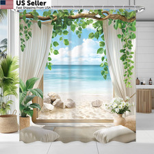 Newsely Ocean Beach Shower Curtain 60Wx72L 60"W x 72"L Pack of 1 , B-01beach