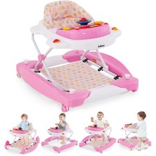 5-in-1 Foldable Baby Walker Activity Center for Toddlers - Pink, Fun Safe