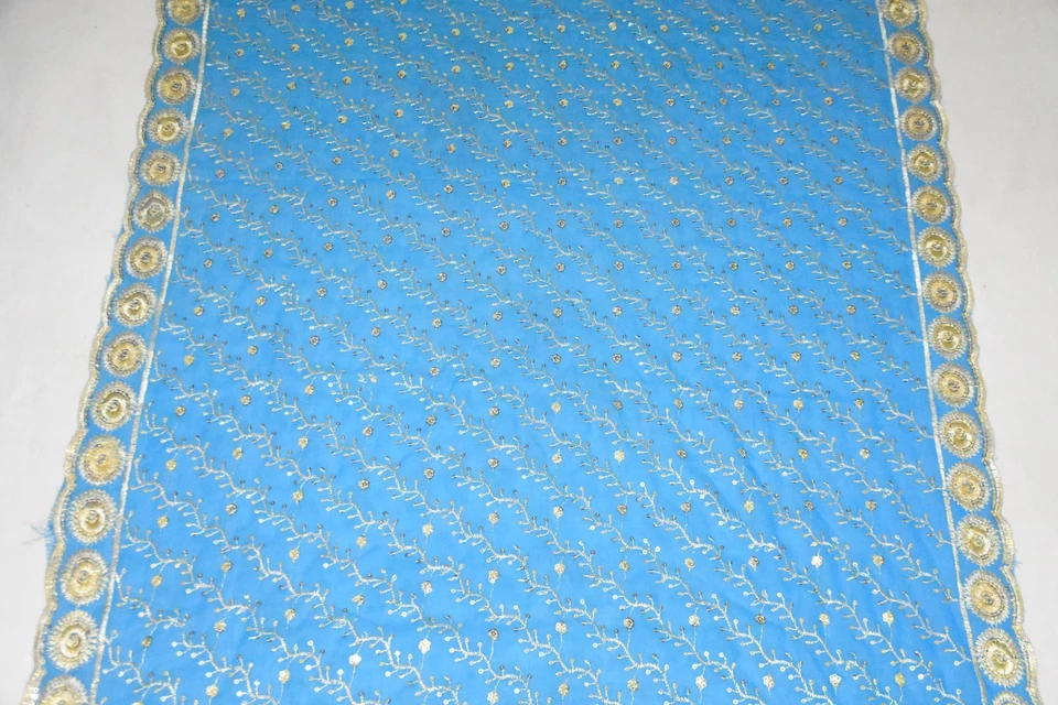 Lote Mixto De Colección De 10 Bufanda India Bordada Boda Azul Dupatta Estola Velo Foto 3 de 4