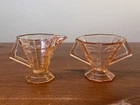 VTG Creamer & Sugar - INDIANA GLASS depression PINK TEA ROOM Pattern MCM