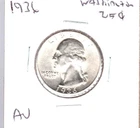 1936 Washington silver quarter AU