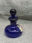 Cobalt Blue Glass Perfume Bottle Hand Painted Roses — photo 4