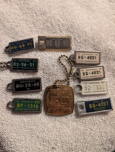 Mini Michigan License Plates Key Chain Tag Gm Anniversary Junk Drawer Rat Rod