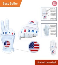 Patriotic Cabretta Leather Golf Glove - Trump USA Flag, Adjustable Fit, SM-XXL