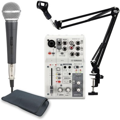 YAMAHA AG03MK2 WHITE Streaming Starter Set with Arm Stand Mic Case