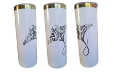 Stainless Steel 20 Oz Tumbler Insulated Double Wall Skinny Mug Tribal Stingray
