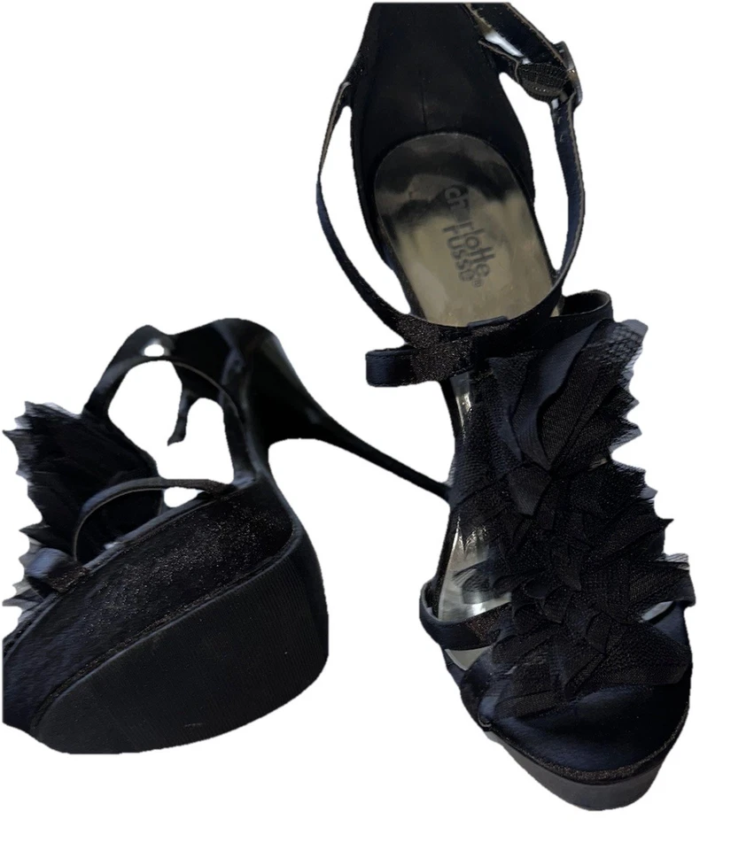 Sandalias Charlotte Russe para mujer negras con puntera abierta vintage Y2K años 2000’s Foto 4 de 4