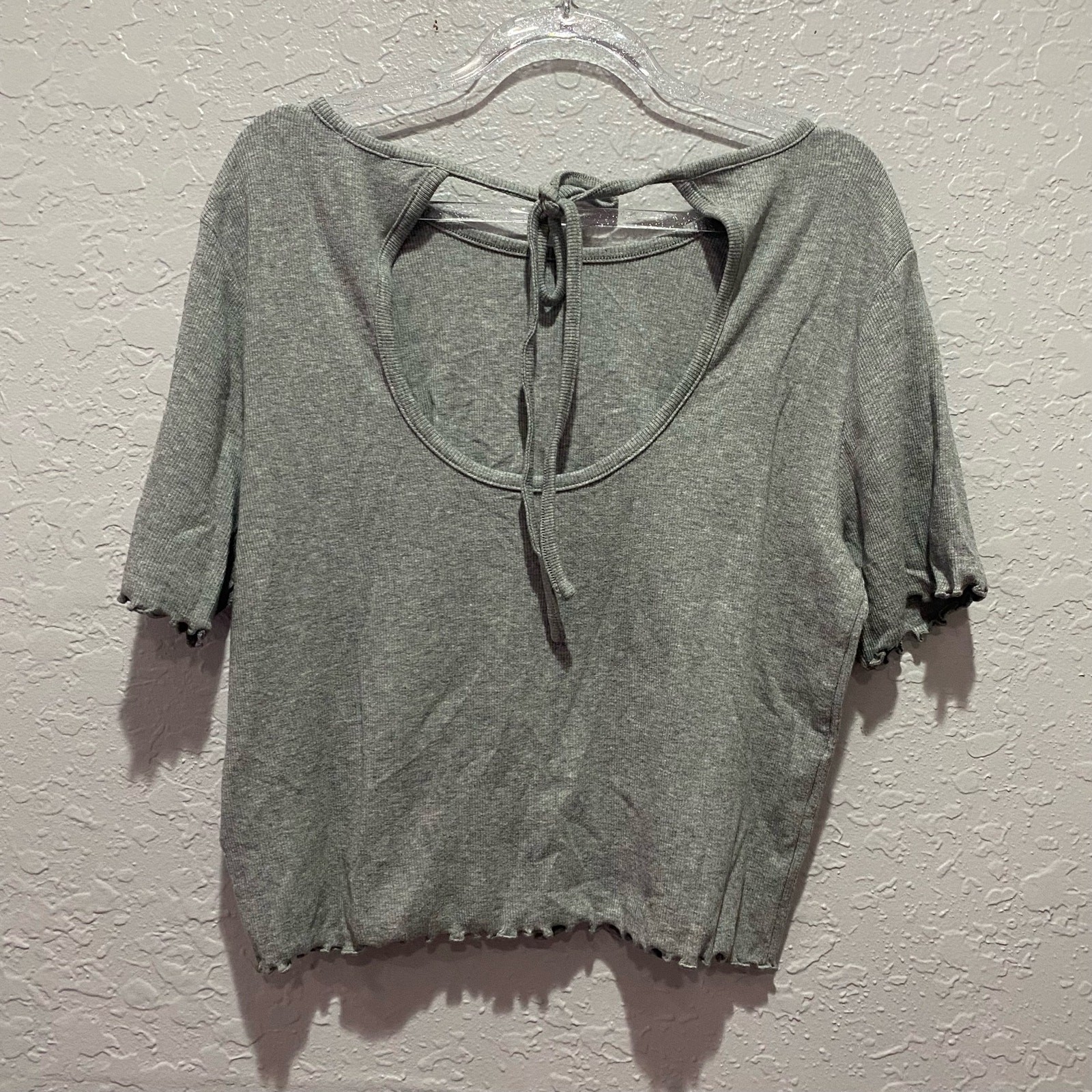 Express Cropped Gray Tee Size Medium - image 5