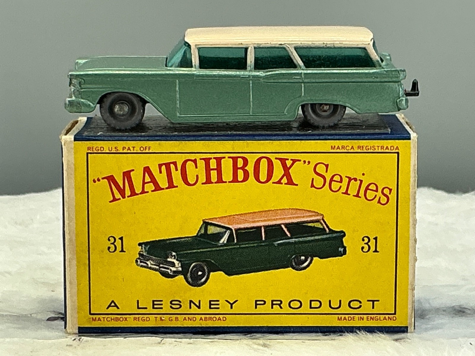 Matchbox Moko lesney,#31B,Ford Wagon 1960,GPW,Black base ,vnMint,boxed all orig.