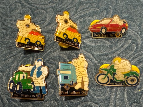 Michelin Man Blue Vest Hat Green Tractor Tires Pin  Motorcycle Lot Of 6 Lions Cl