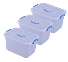  Large Clear Storage Container With Lid and Handles, Set of 3 