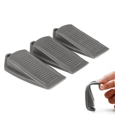 3x Door Stoppers Rubber Hook Type Wedge Non Scratching Slip Resistant School