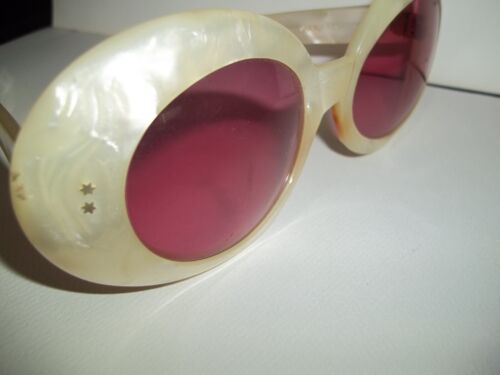 OCCHIALI DA SOLE VINTAGE colore rosa occhiali perlati BOC Pussycat Sunliner marcatura - Foto 2 di 15