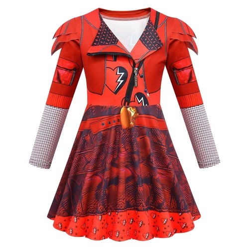 Kids Descendants 4 The Rise of Red Costume Cosplay Wig Princess Dress Halloween - Picture 3 of 19