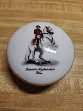Rare Porcelain Hassenpflug Austria Vienna Trinket Dish w/ Lid, Gold Rim, 2.75"