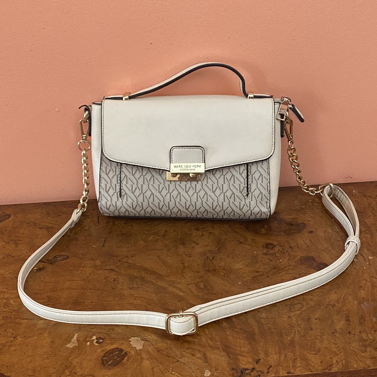 Marc New York Andrew Marc Cream Gold Hardware Crossbody Medium