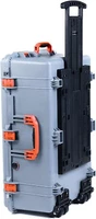 Silver & Orange Pelican 1650 case. No foam - empty. Comes with wheels.