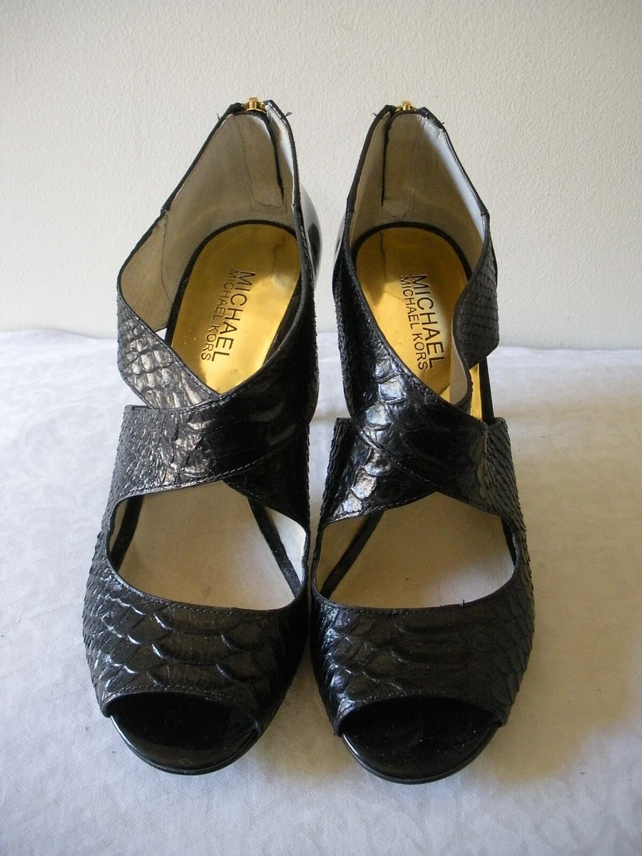 Michael kors black peep toe heels sale