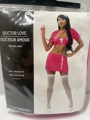 Doctor Love Adult Medium (8-10) Hot Pink Skirt, Shirt Women s Halloween Costume 
