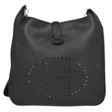 Hermes Black Taurillon Clemence Evelyne II 41 TGM Shoulder Bag RB□I XX91769