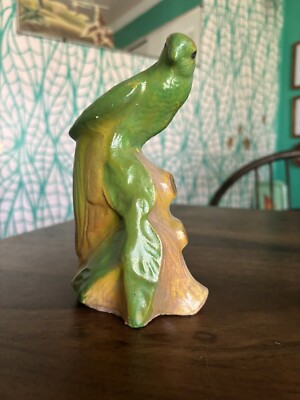 Tropical Mexican Green Parrot Chalkware/Plaster? Figure