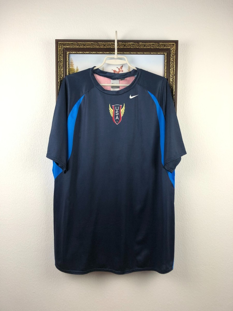 USA Track Field Nike Shirt Running Sprint Jersey Mens Vtg USATF