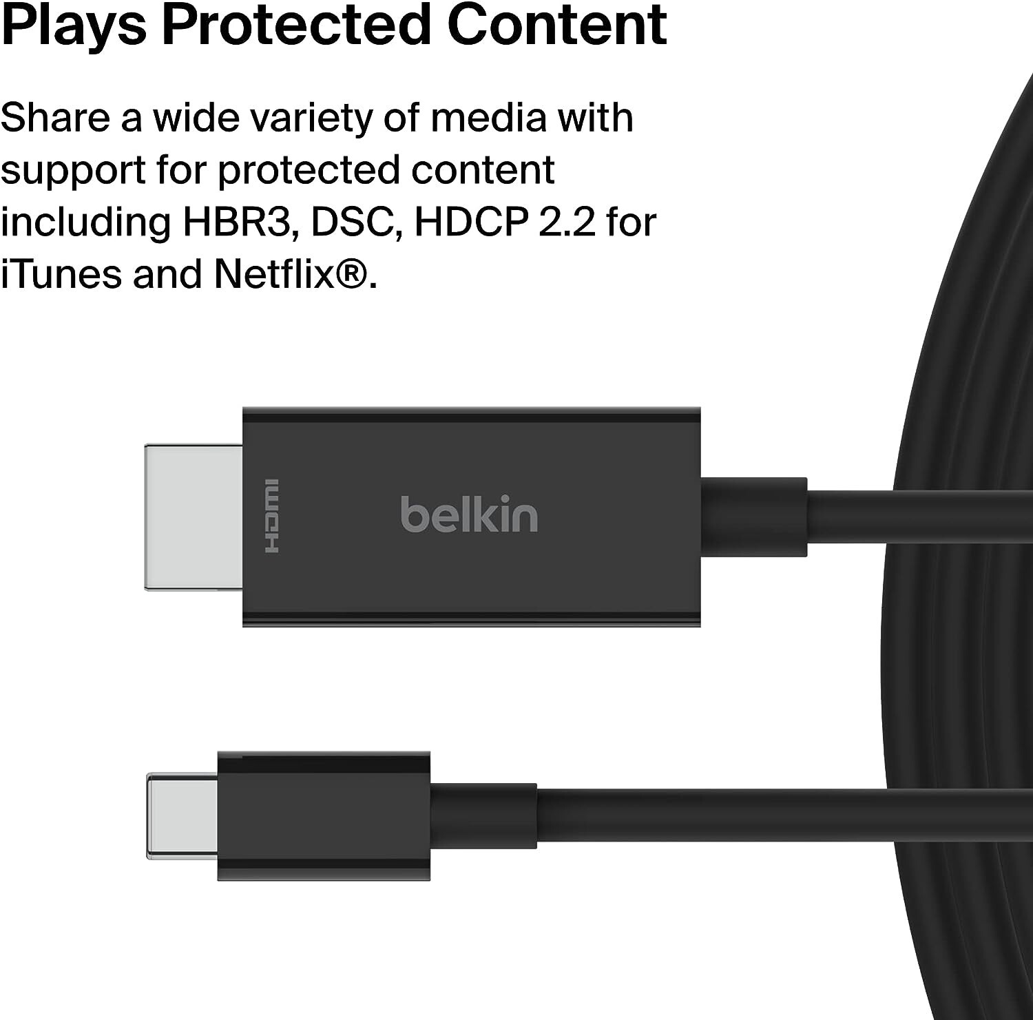 BELKIN USB TYPE C TO HDMI 2.1 CABLE 6.6FT/2M CABLE 4K 144HZ 8K 60HZ