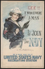 8" x 10" 1917 Gee!! I wish I were a man, I'd join the Navy