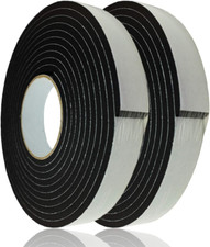 Adhesive Foam Tape Weather Strip 1/4 Inch Thick x 1 Inch Wide 2 Rolls Sticky