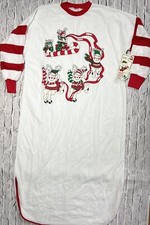 Vintage Womens Christmas Long Sleeve Nightgown Pajamas House Dress One Size