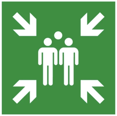 MARKENLOS Schild Sammelplatz Sammelstelle Sammelpunkt 20x20cm Kunststoff ISO7010 ASR