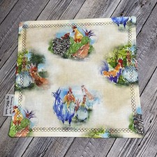 EDC HANK W/MICROFIBER BACK 9   - COLORFUL ROISTERS ON AN OFF WHITE HANDKERCHIEF