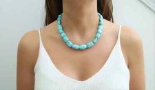 Chunky Dyed Turquoise Howlite Necklace,Necklace, Natural Howlite Stone, Gemstone